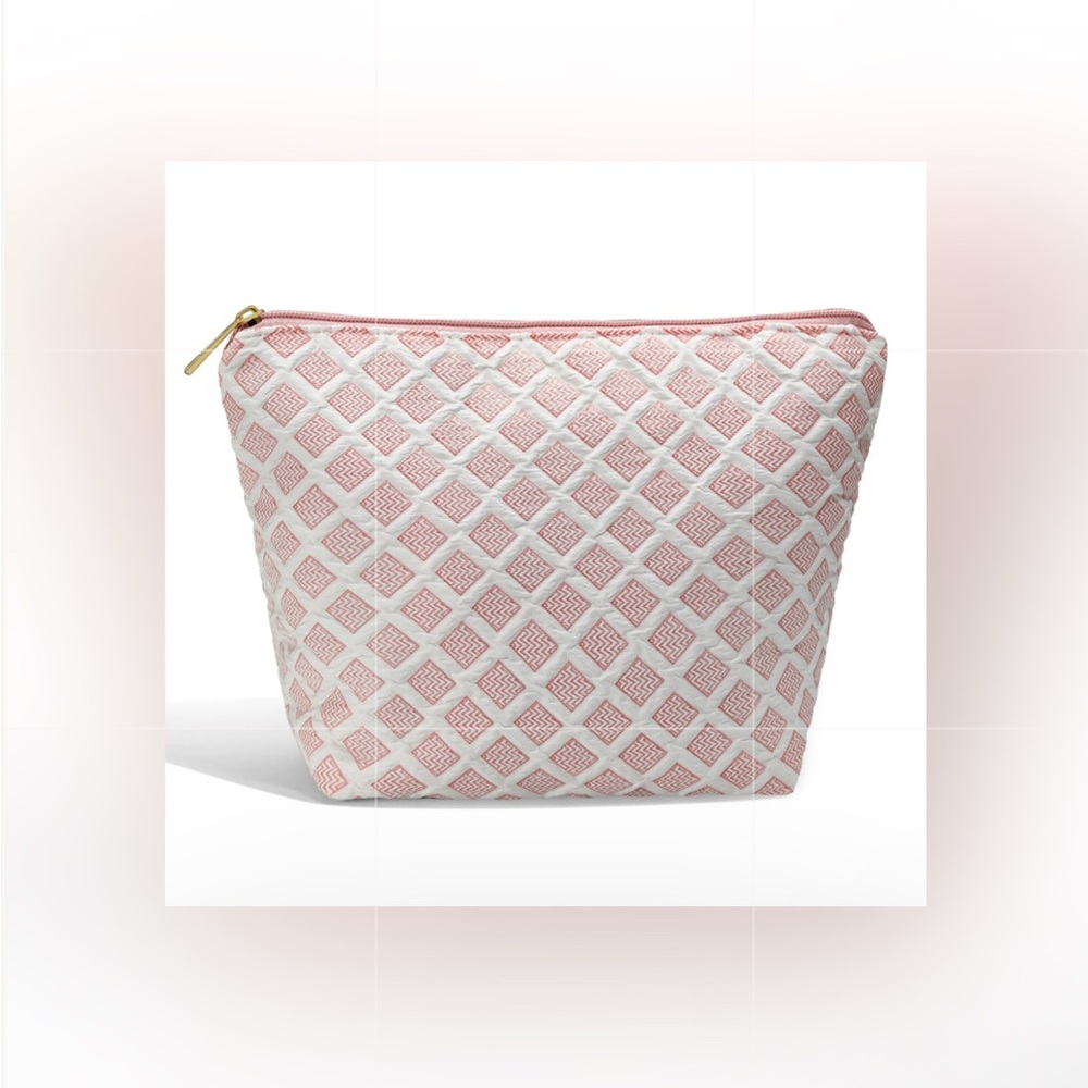 YouLife Pink Diamond Zippered Travel Cosmetic Bag